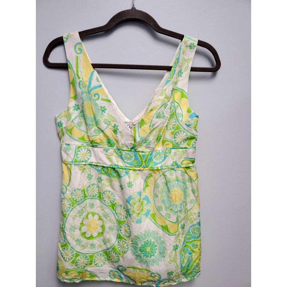LILLY PULITZER FOUNTAIN OF YOUTH SILK JESSE TOP Size 4 Green multi